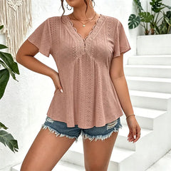 👚 Tricou Elegant cu Decolteu în V și Dantelă – Croi Fluid Anti-Burta, Efect Instant de Subțiere, 5 Culori, Mărimi S-2XL! ✨🌸