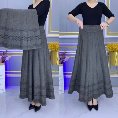 🔥【Potrivită pentru toamnă și iarnă】🔥Fustă midi groasă de lână