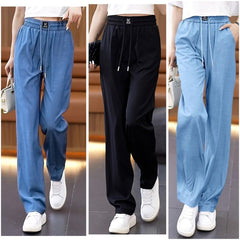 👖Jeans damă tip Clopot cu Talie Înaltă și Țesătură Răcoroasă