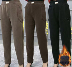 🔥👖Pantaloni moderni cu talie înaltă, cu efect de subțiere, stil casual, căptușiți cu fleece pentru căldură