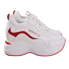 🔥【Hot Sale】Πάτος από νέο δέρμα, χοντρή σόλα, ψηλά casual αθλητικά παπούτσια