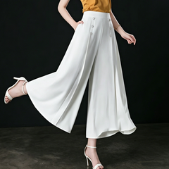 【M-5XL】Pantaloni eleganți, plisați, cu talie înaltă și croială largă, pentru femei
