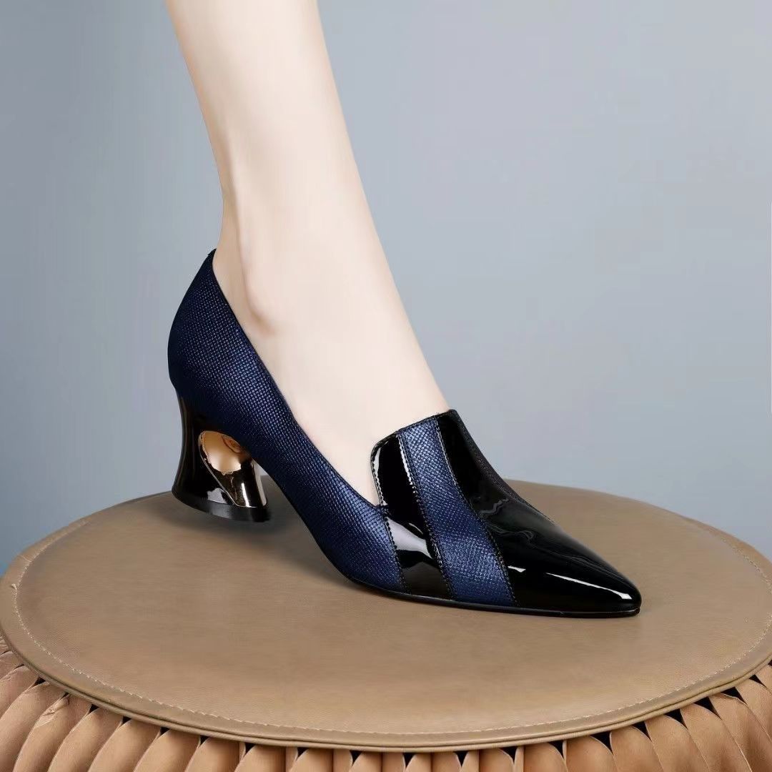 🔥[Premiat]👡 Pantofi cu toc, stil francez, lucioși, moderni și eleganți, fabricați din piele lăcuită moale, comozi de purtat