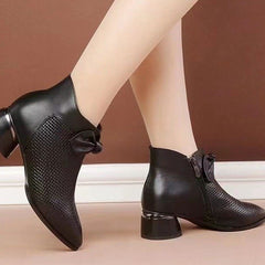 【Best seller-ul magazinului】 👠Cizme retro din piele naturală cu talpă groasă și fundă decorativă