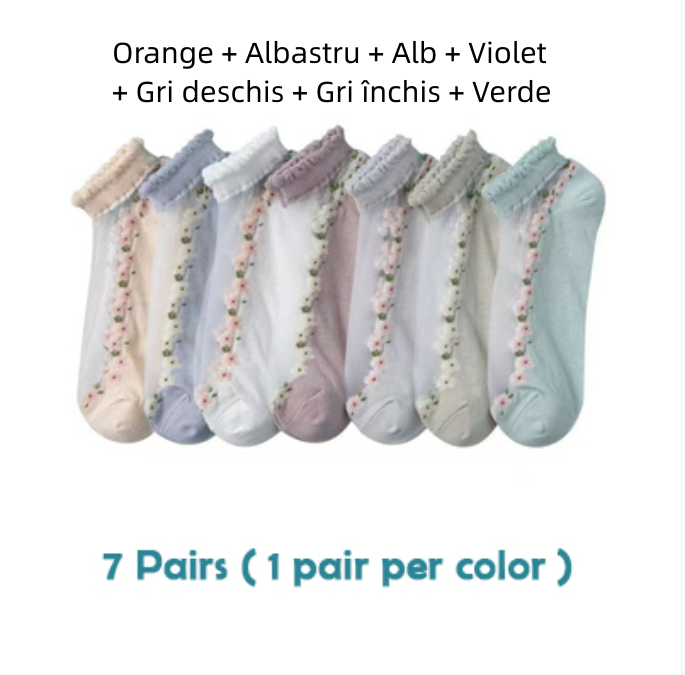 7 perechi de șosete de vară florale respirabile de vară Material: bumbac