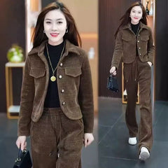 🧥【Geacă + Pantaloni】Set casual de lux, cu stil elegant, călduros, subțire și la modă 3-în-1