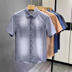 Noua cămașă bărbătească din denim slim fit 2026, cu finisaj premium spălat și distressed!