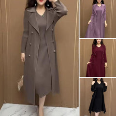 🍂👗【Cel mai bine vândut produs al magazinului】Rochie elastică, două în unu, cu talie evidențiată și efect de subțiere