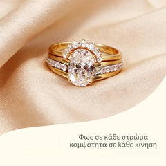 💍💎【Patru în Unu】Inel Deschis cu Zirconii Incastrate și Suprapuse 💎💍