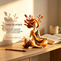 Statuetă Decorativă de Nișă Fată Yoga, Cadou din Rășină cu un Aer Sofisticat, Ornament Premium pentru Casă, Sufragerie sau Birou