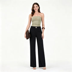 【XL-6XL】👖Pantaloni de vară din mătase glacială, cu talie înaltă și croială dreaptă