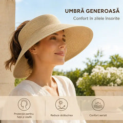👒 Protejează-te de soare! Pălărie de plajă pliabilă cu boruri largi, eleganță și protecție totală! ☀️✨