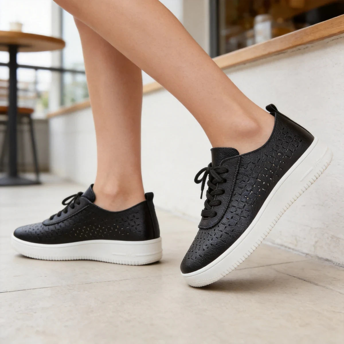 Adidași Casual din Piele pentru Damă, cu Perforații Respirabile, Talpă Moale și Flexibilă, Pantofi Ortopedici pentru Atenuarea Durerilor de Picioare