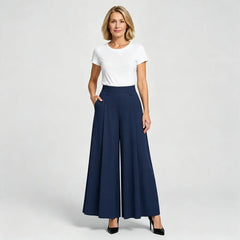 【M-5XL】Pantaloni eleganți, plisați, cu talie înaltă și croială largă, pentru femei