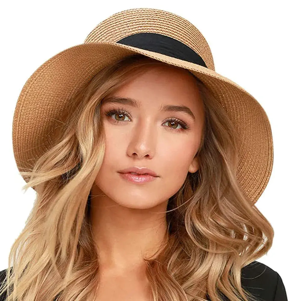 👒Pălărie de Plajă Fashion din Paie – Protecție Solară și Design Pliabil