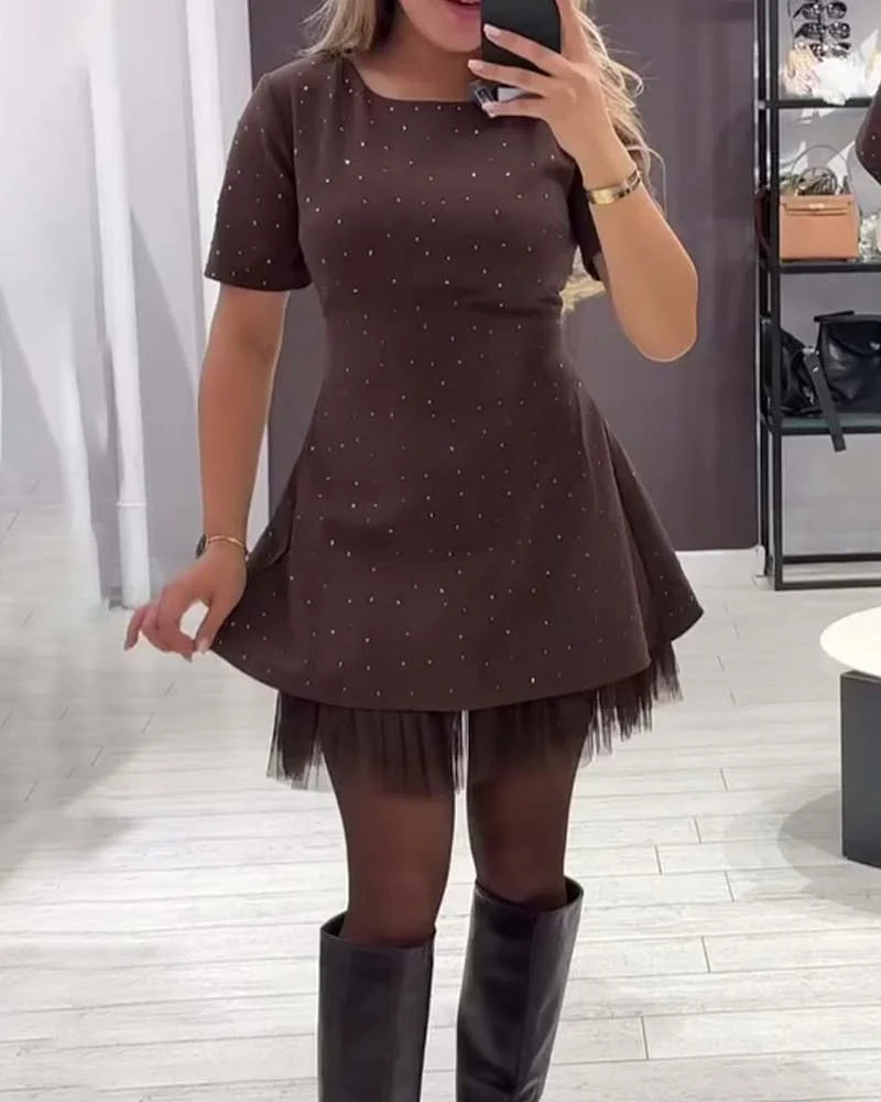 🍂Un best-seller care primește numai complimente｜Rochie în stil franțuzesc, cu talie accentuată și tul inserat, subțiază silueta și denotă eleganță🍂