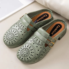 Papuci din Piele cu Model Perforat: Talpă Moale ce Reduce Oboseala, Mărimi 36-41 ✨