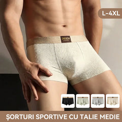 【Colecția Premium 2026】Set de 5 Boxeri de Bărbați cu Textură Elegantă, Chiloți Tip Pantaloni Scurți cu Talie Medie, Elastici și Respirabili (Mărimi L-4XL / 5 Culori Mixte) ✨