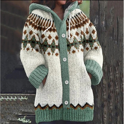 🔥【S~5XL】🔥Νέο κομψό, πολύχρωμο ρετρό μπουφάν με κουκούλα για το φθινόπωρο/χειμώνα