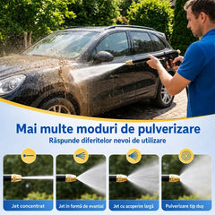 💦 Presiune puternică și multifuncționalitate! Pistol de spălat auto de înaltă presiune (Duză din alamă rotativă 360° / Include recipent spumă + 3 conectori metalici)! ✨