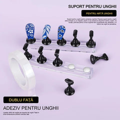 💅Set complet de instrumente pentru manichiură (include pensule pentru unghii, suport pentru exersarea tipsurilor, pensulă pentru linii fine, pensetă și gel de fixare)
