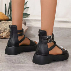 🍂【Piele naturală premium selecționată】Sandale romane retro cu talpă groasă, stil modern