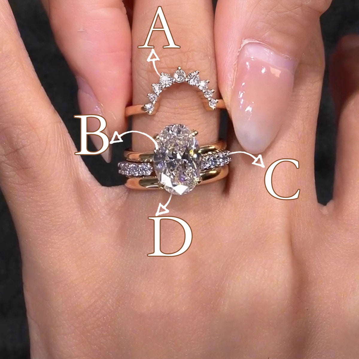 💍💎【Patru în Unu】Inel Deschis cu Zirconii Incastrate și Suprapuse 💎💍