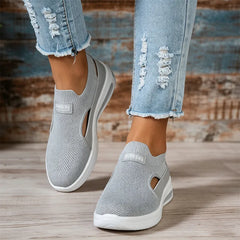 Sandale Sport din Mesh pentru Femei, Adidași de Vară Ușori cu Decupaje Laterale, Pantofi Casual Fără Șireturi cu Talpă Moale