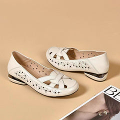 🔥【Vânzări mari】💞Nou model 2026 Pantofi din piele cu toc mic și design perforat