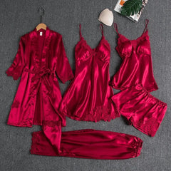 🔥【Set de Pijama】❤️Set de 5 Piese Pijamale Confortabile din Dantelă
