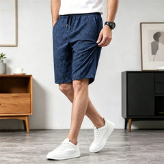 🩳【Set de 3 bucăți】Pantaloni scurți bărbătești la modă, din material răcoros tip mătase de gheață, cu imprimeu