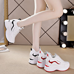 🔥【Hot Sale】Πάτος από νέο δέρμα, χοντρή σόλα, ψηλά casual αθλητικά παπούτσια