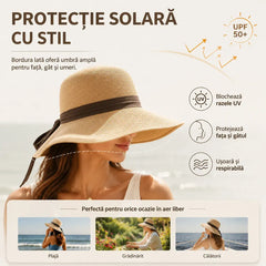 👒Pălărie de Plajă Fashion din Paie – Protecție Solară și Design Pliabil
