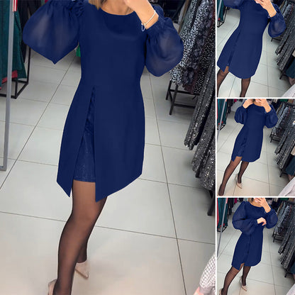 💟【S-5XL】Νέο ρετρό φόρεμα με στρογγυλή λαιμόκοψη και πιο μοντέρνο σχέδιο με σχισμές