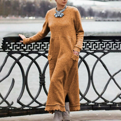 【S-5XL】Νέα πλεκτά φορέματα,Χαλαρή εφαρμογή για να κρύβει το λίπος