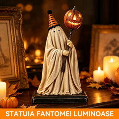[Precomandă Halloween] Statuetă Fantomă cu Baghetă Dovleac – Decor Spooky în Ediție Limitată
