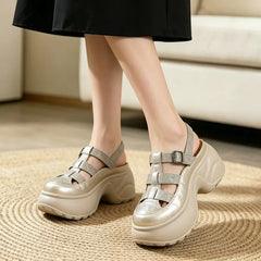 ✨Sandale cu Platformă Damă Tip Sneakers: Talpă Moale Anti-Oboseală, Amortizare și Suport pentru Arcul Piciorului, Respirabile și Ușoare
