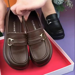 🏆【Vânzări mari】Pantofi retro din piele naturală cu talpă groasă, vârf rotund, care nu rănesc piciorul