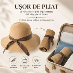 👒Pălărie de Plajă Fashion din Paie – Protecție Solară și Design Pliabil