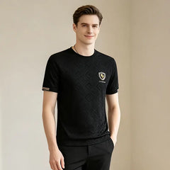 🐎Tricou bărbătesc premium cu broderie "cal de luptă" – ușor și respirabil, cu senzație răcoroasă ca mătasea de gheață