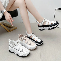 Sandale Platformă "Dad Shoes": Înălțare 5cm, Barete cu Scai (Velcro), Stil Streetwear de Vară, Mărimi 35-40
