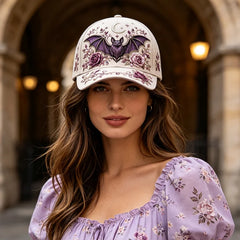 🛍️ Nou 2026: Șapcă de Vară cu Imprimeu 3D și Tematică Magică / Halloween ✨ Șapcă de Dama Protectie Solară cu Design Vrăjitoare, Corb și Trandafiri Gothici | Stil Etnic Luxury, Ajustabilă