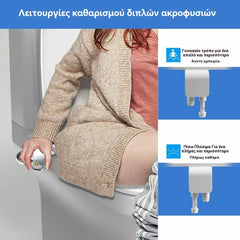🚽💦【Adio hârtiei igienice pentru totdeauna! 🚽💦】Vas de toaletă cu bideu fără electricitate și duză dublă, spălător de toaletă cu bideu, bideu igienic cu autocurățare.