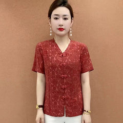 【XL-5XL】👚Tricou elegant în stil retro,pentru vara anului 2026, pentru femei de vârstă mijlocie și în vârstă