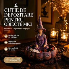 Tăviță decorativă Vrăjitoare & Dovleac – Suport multifuncțional / Scrumieră pentru casă și birou! 🎃🧙‍♀️
