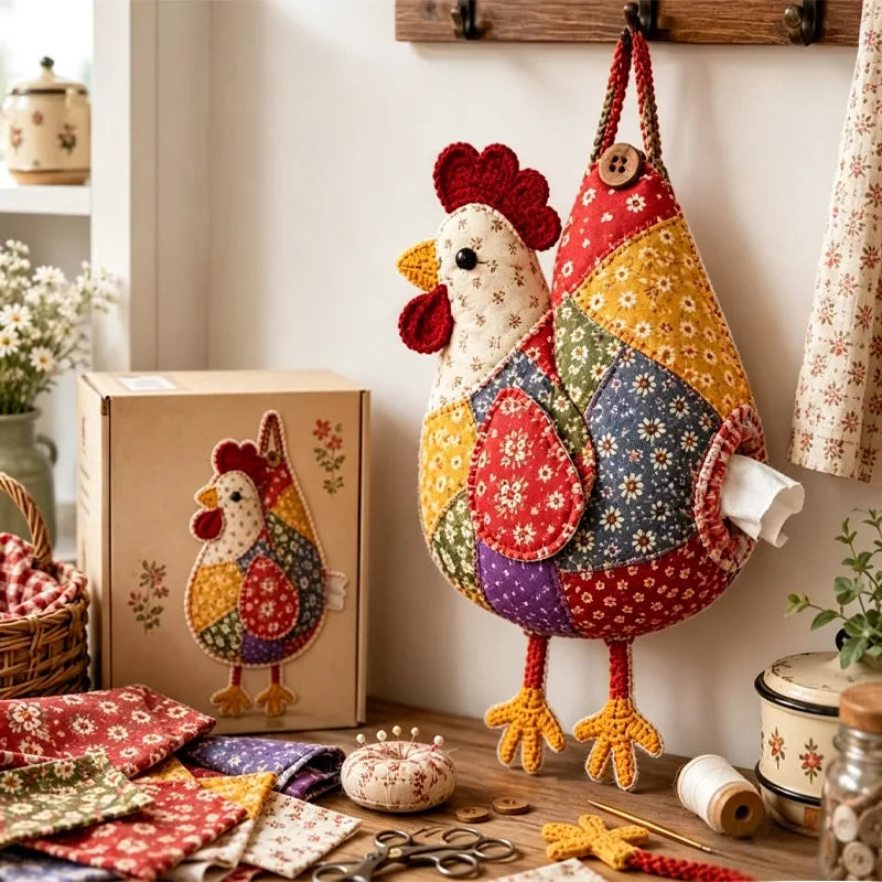 🧵Cutie pentru șervețele cu animale din patchwork în stil retro