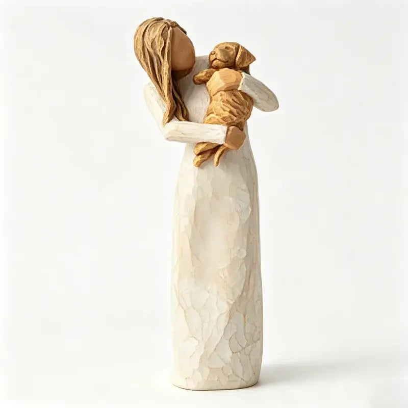🕊️Figurină decorativă din lemn cu înger păzitor, cu efect calmant