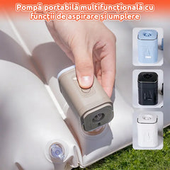 Pompă Electrică Portabilă 2-în-1 pentru Umflare și Dezgonire – Cu 5 Duze Diferite, pentru Saltele, Piscine și Camping, Funcție Lumină