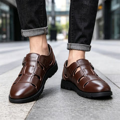 👞Sandale bărbătești din piele naturală cu decupaje｜Respirabile, confortabile și cu aspect premium