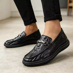 Mocasini Bărbătești din Piele cu Textură de Crocodil – Stil Business Casual, Eleganți și Confortabili